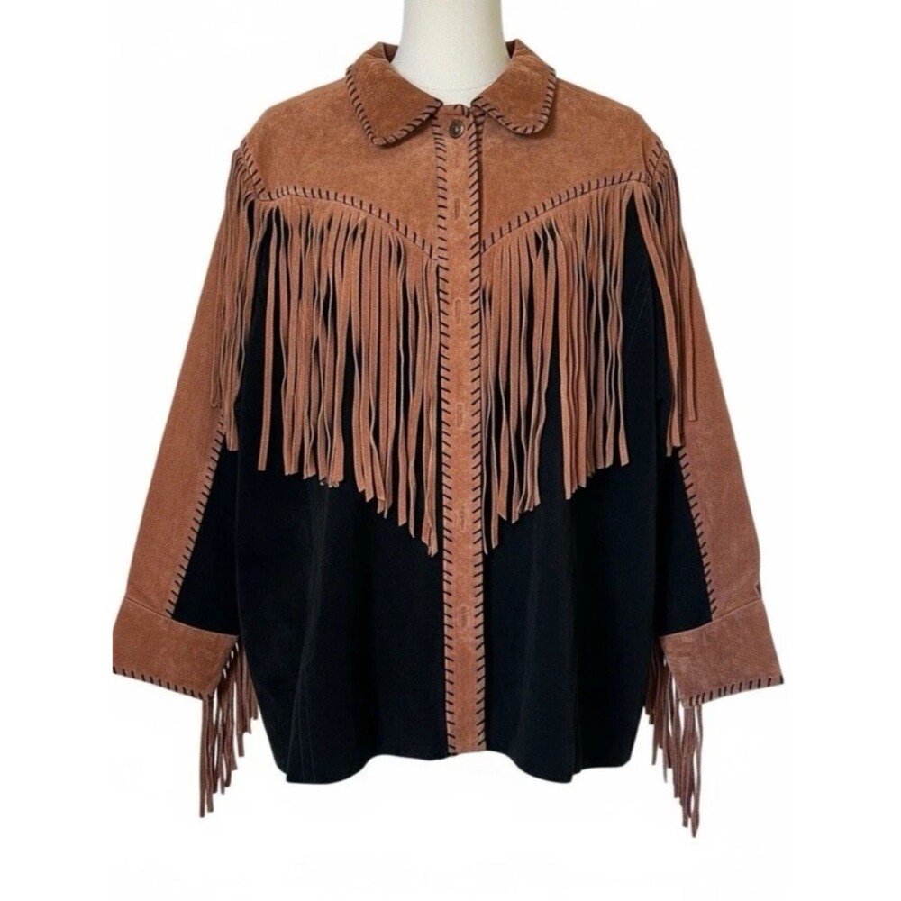 Vintage BOB MACKIE Suede Fringe western boho Jacket